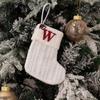 Christmas Stockings Small Embroidered Letter Knitted Xmas Hanging Stocking Decorations Christmas Party Decor