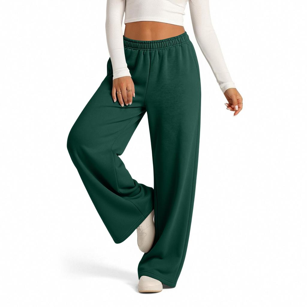 Women's Casual -Lined Wide Leg Sweatpants with Drawstring and Pockets for Everyday Wear