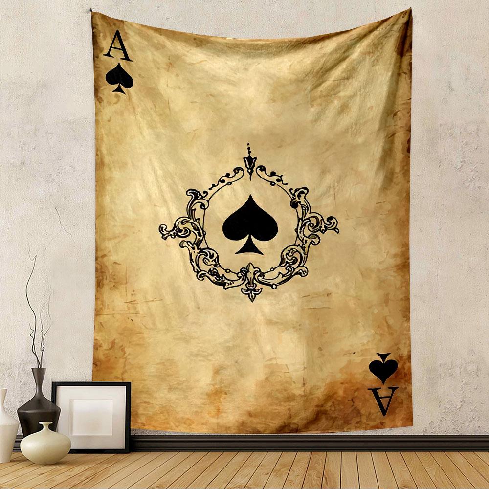 Ace Playing Card Suit Tapestry Wall Hanging, Classic Card Symbol Art, Retro Wall Decor for Bedroom Living Room Game Room