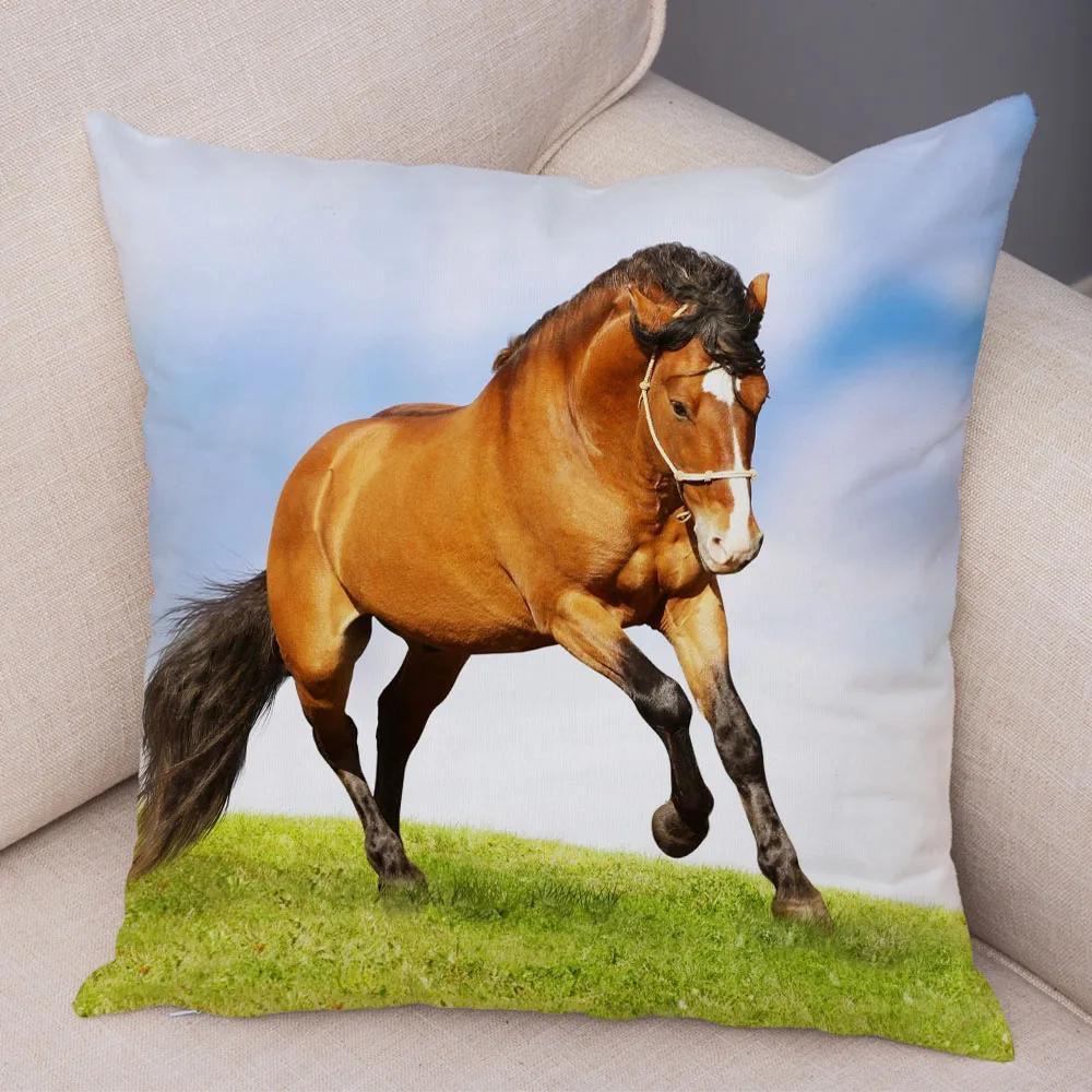 Wild Horse Cushion Cover Decor Animal Print Pillowcase  for Sofa Home Car Children Room Super Soft Plush Pillow Case 45x45cm