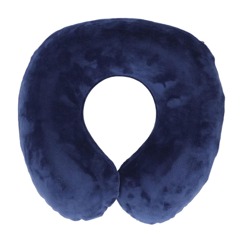 Curved Hump Self-Inflatable Travel Pillow With Storage Bag Dark Blue with Gray U Shaped Neck Pillow Portable
