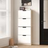Slim Space-Saving Shoe Cabinet with 4 Drawers for 20 Pairs of Shoes 62.5x26x156 Cm, Wood Colour and White
