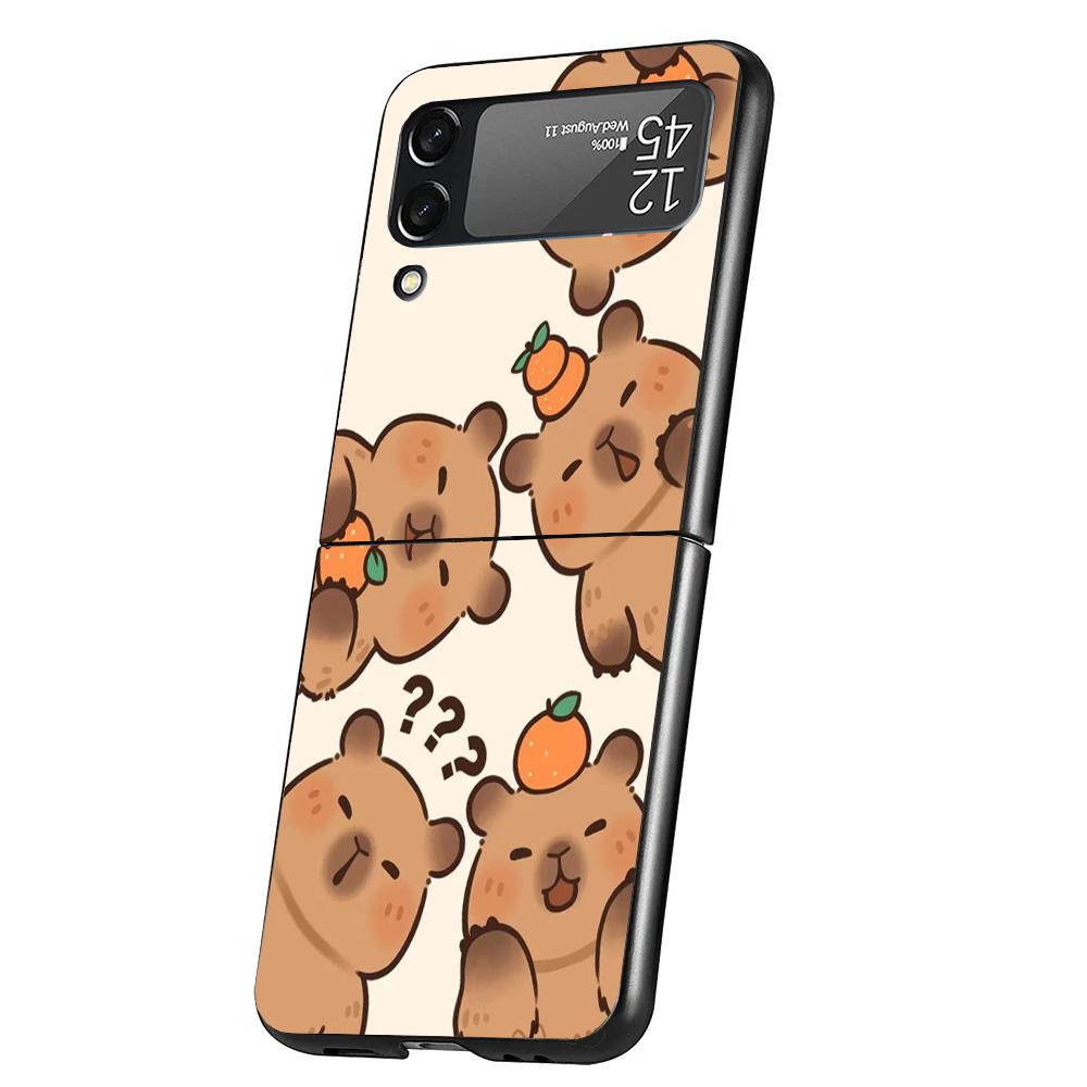 Funny Capybara Cartoon Animal Phone Case For Samsung Galaxy Z Flip 7 6 5 4 3 5G Cover ZFlip7 ZFlip6 ZFlip4 ZFlip5 ZFlip3 Coque F