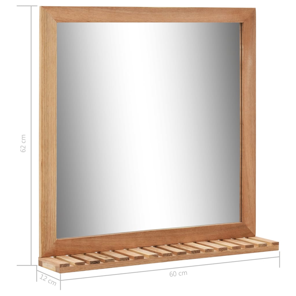 Vidaxl Lustro Łazienkowe, 60X12X62 Cm, Z Ramą Z Drewna Orzechowego