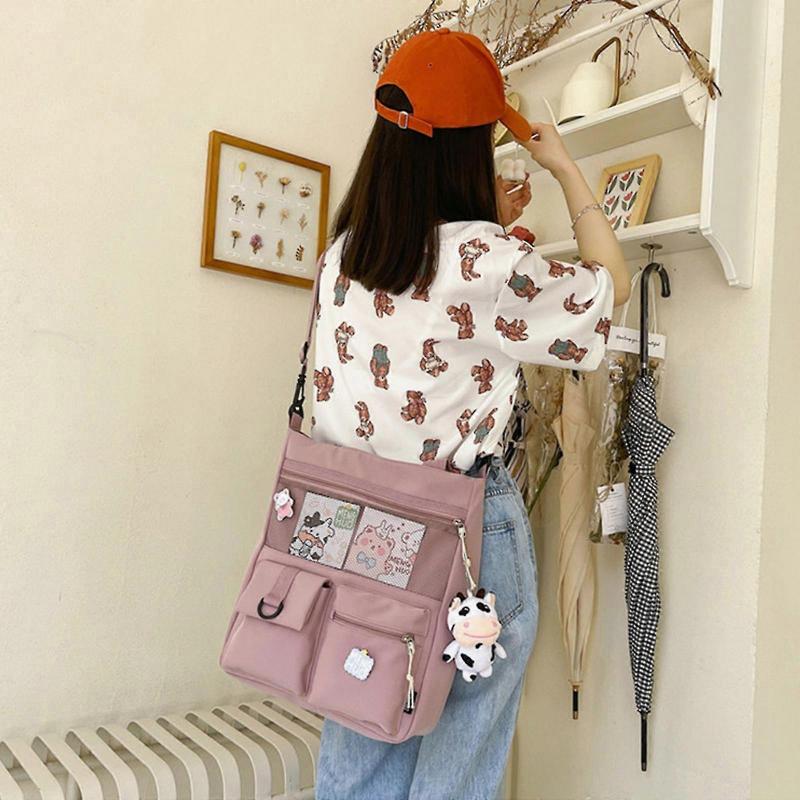 Cute Backpack With Lovely Pin Accessory Girl Backpack Shoulder Tote Bag