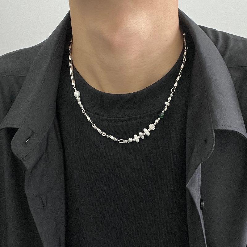 Collana Catena Cubana in Acciaio Titanio Cucita per Uomo Hip Hop Minimalista Gioielli per la Clavicola