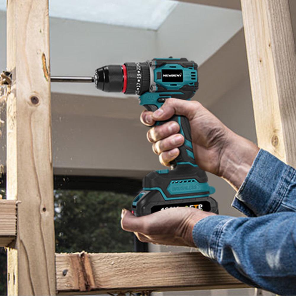 Newbeny 80NM Brushless Electric Drill 3 IN 1 Cordless Impact Drill Electric Screwdriver Power Tools For 18V Battery