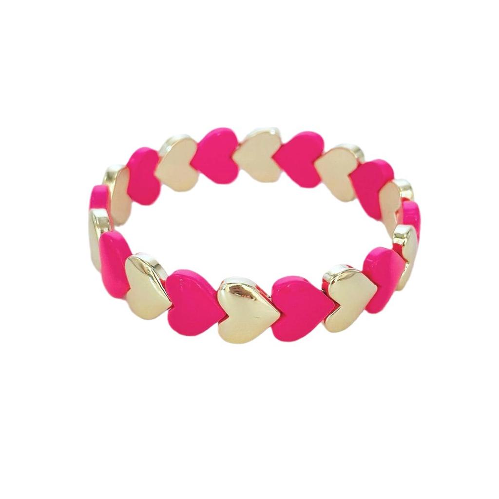 Popular Gorgeous Color Jumping Enamel Love Bracelet Elastic Bracelet Suitable For Women'S Daily Wear
