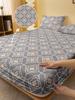 1 Simple Modern Geometry Printed Matte Fitted Sheet, Bedroom Printed Bed Cover, Bedding (Excluding Pillowcases)