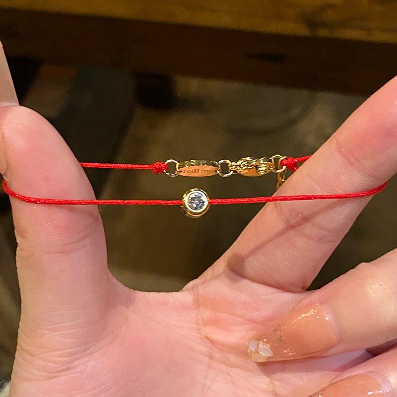 Women's 2024 Minimalist Diamond Beaded Bracelet - Exquisite Red Rope Jewelry