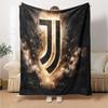 Juventus Herzschlag Logo Flanelldecke, Weiches Polyester, Modernes Design, Ganzjahres für Camping, Reisen, Geschenke für Feiertage oder Geburtstage