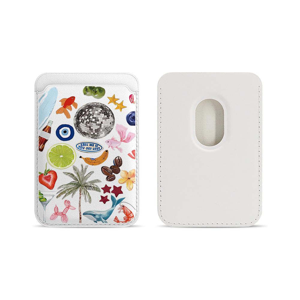 Trend Collage Leder Karten Geldbörse Hülle Handy Kartenhalter Magnetische Hülle Geeignet Für alle iPhone Für Magsafe Karten Handy Rückentasche