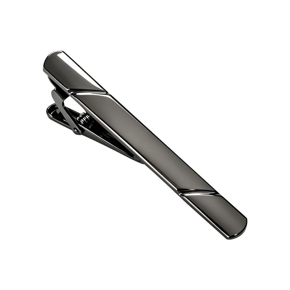 Men's Striped Electrophoretic Copper Tie Clip for Business Attire