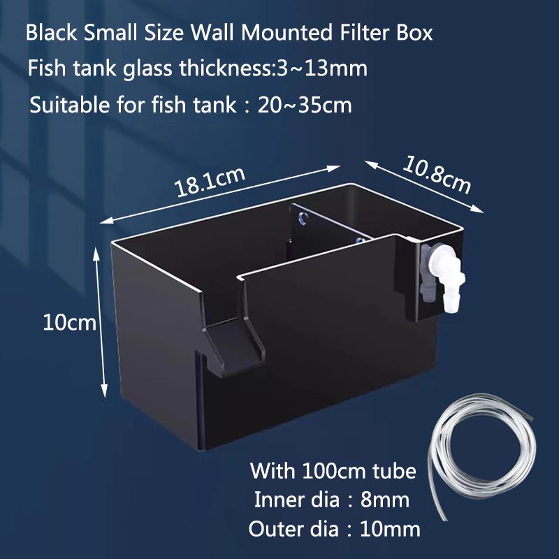 Черный аквариумный внешний фильтр-коробка Акриловый фильтр Разделение сухого и влажного Маленький бесшумный внешний Подвесной аквариум Капельный перелив