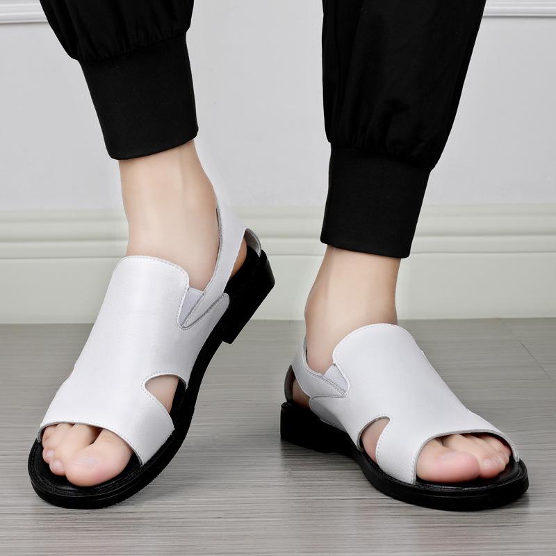 Men's Breathable Leather Sandals - Soft Sole, Non-Slip, Casual Summer Beach Shoes