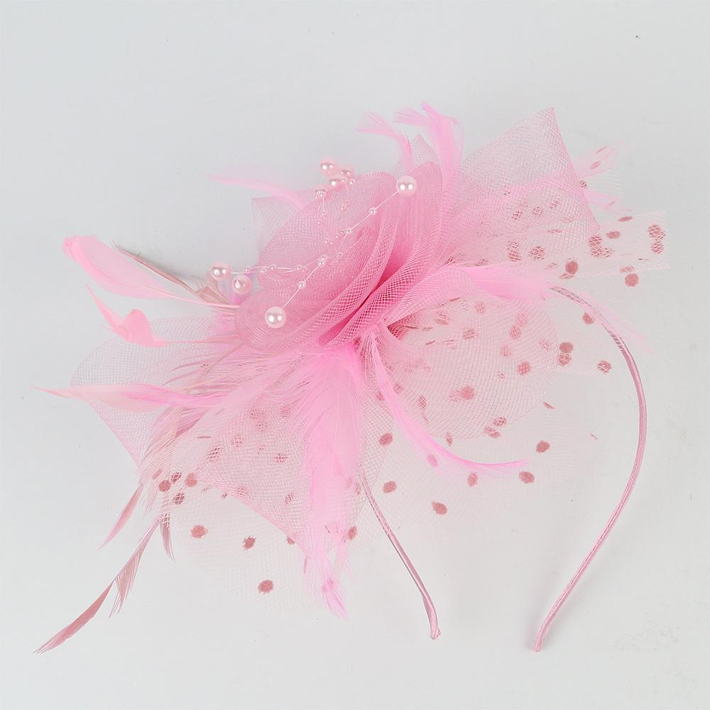 Wedding Fascinator Hat Cocktail Tea Party Headband Feather Headpiece & Gloves Set  for Women Girls