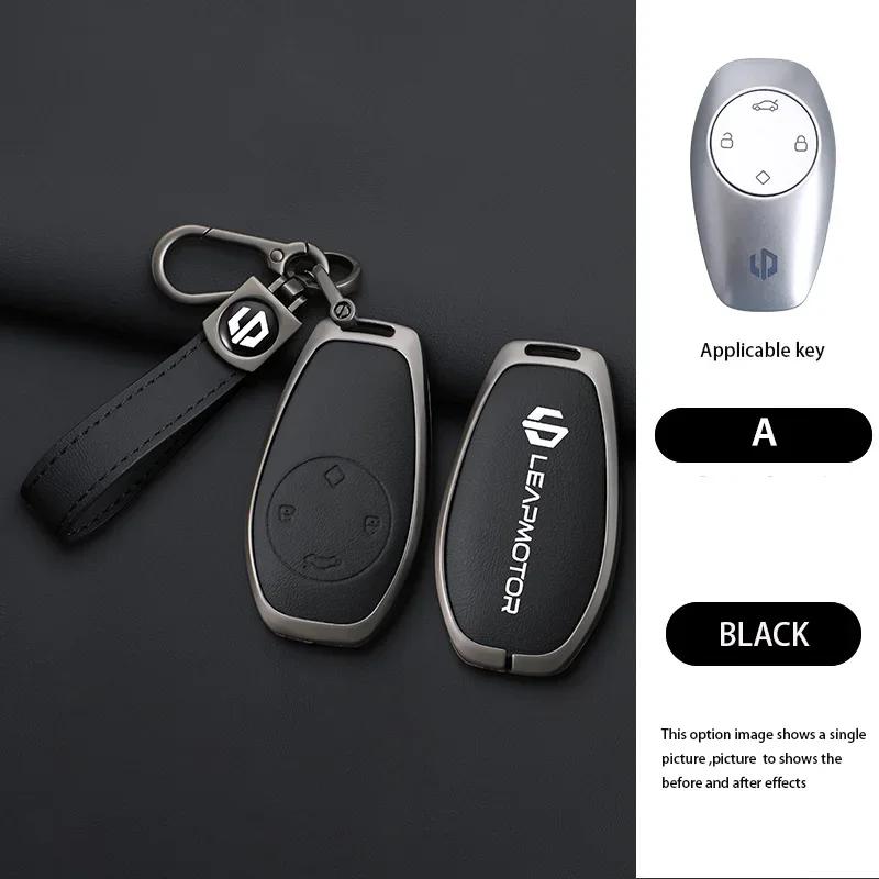 Zinc Alloy Leather Car Remote Key Case Cover For Leapmotor C16 C11 C10 C01 T03 S01 Type Protector Shell Keychain Accessories