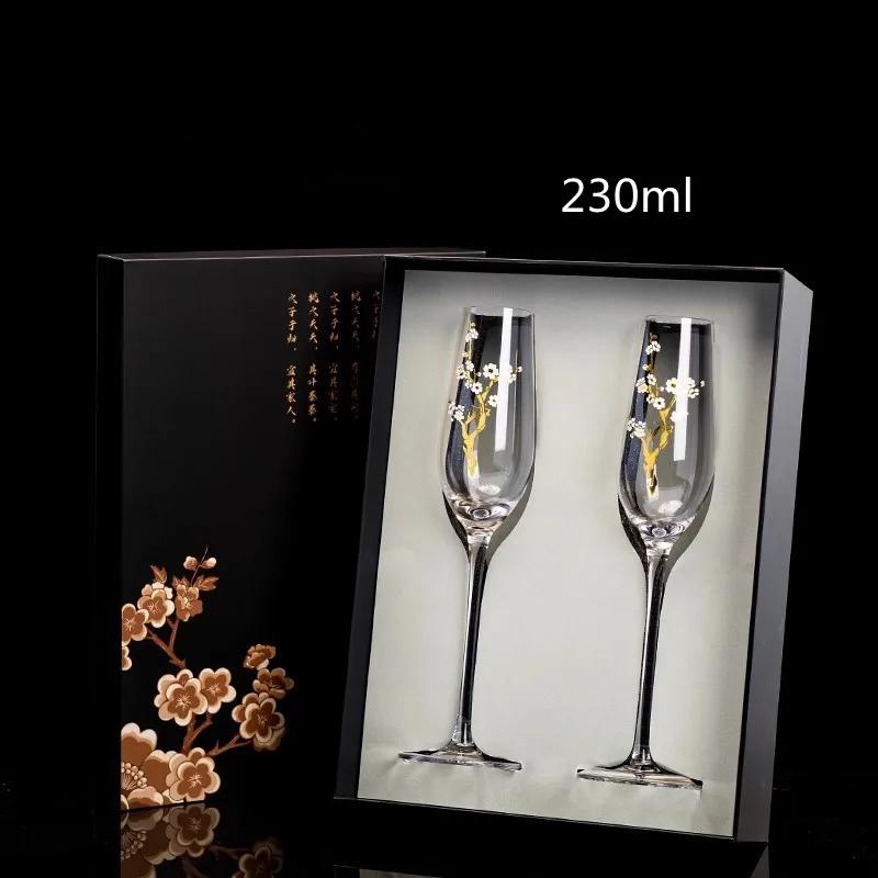 High-End Kristall Diamant Rotweinglas, Handgeschnitzt, Sektglas, Haushaltsglasbecher, Trinkgeschirr, Geschenkbox