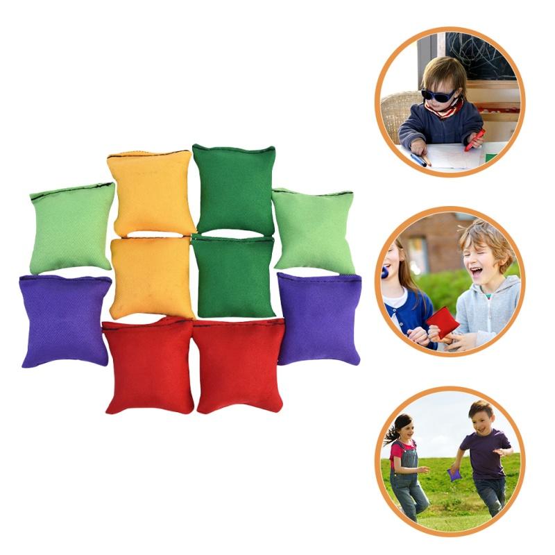10Pcs Kids Sandbag Throwing Toys Classic Outdoor Sports Toys Colorful Handmade Sandbags Sensory Training Stress Relief Toys