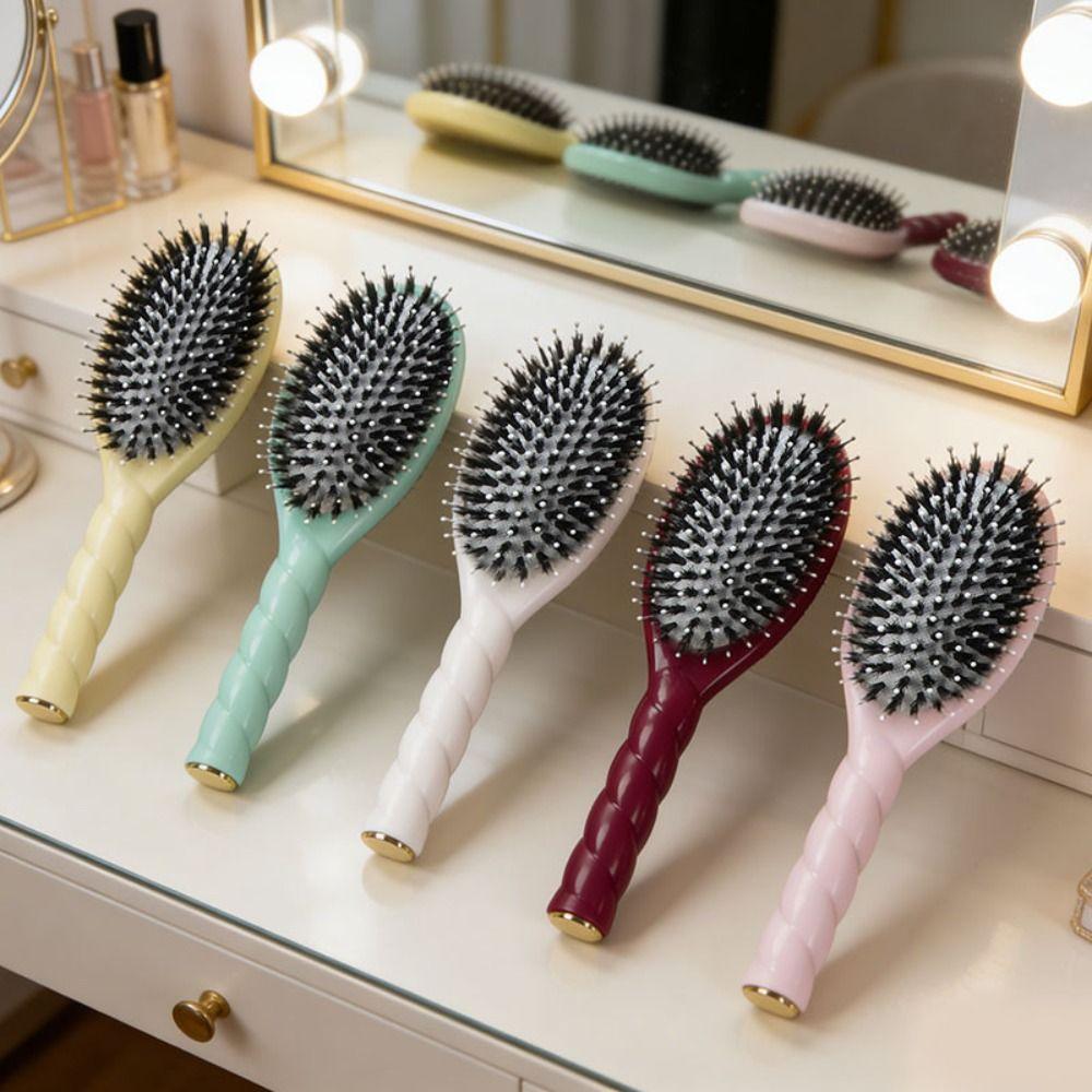 Anti Static Boar Bristle Hair Brush Macaron Hairdressing Comb Air Cushion Comb Scalp Massage