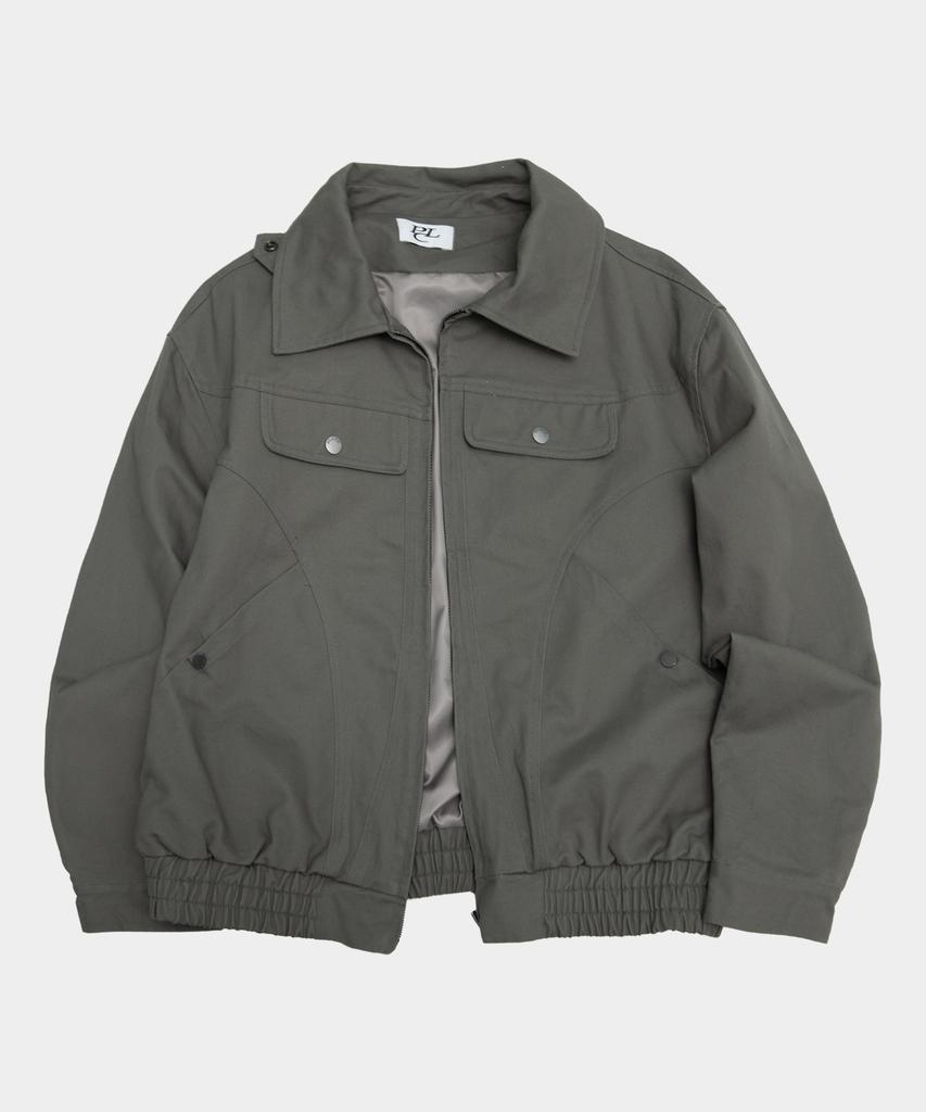 Placestudioman Multi-Pocket Button Point Basic Incision Cotton Varsity Jacket Jumper [Gray]