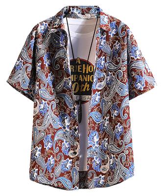 Pablito Patterned Short Aloha Paisley Casual Summer Plus Sizes Men's Shirt, Sleeve, Print, All-Over Print, Top, Wear, Stylish, Figure-Flattering,