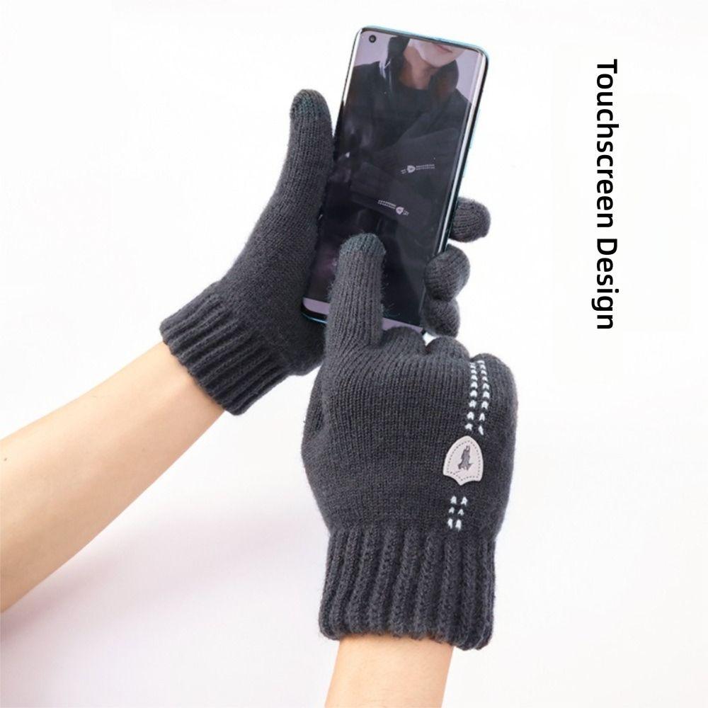 Thickened Plush Touch Screen Gloves Cold Proof Driving Gloves Fashion Knitted Gloves Men