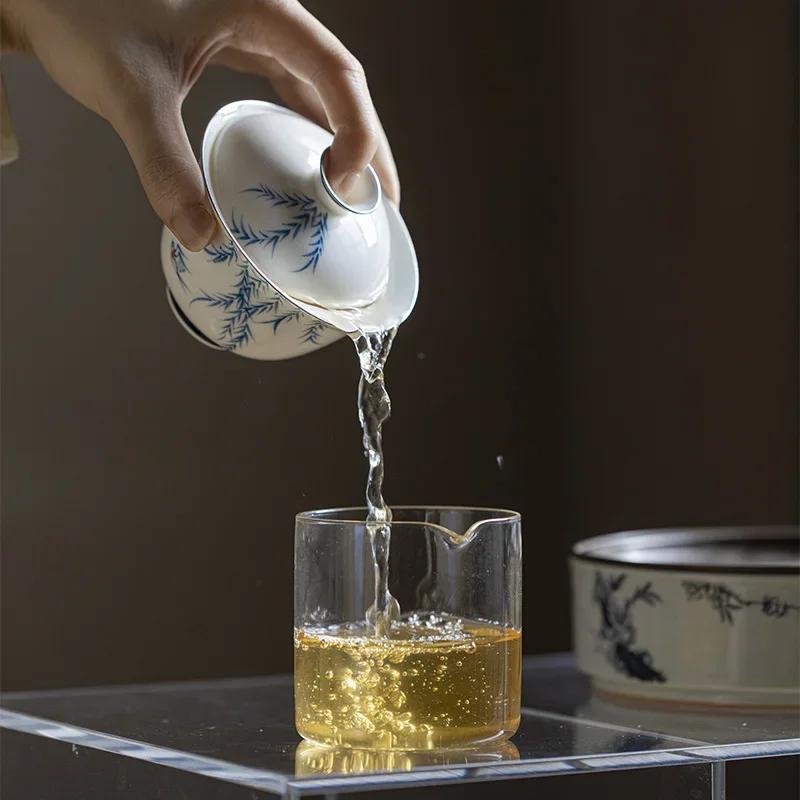 Hand Painted Willow Birds Jade Porcelain Gaiwan For Tea Tureen Teaware Cup Chinese Tea Bowls Chawan Tea Ceramony Kung Fu Tea Set