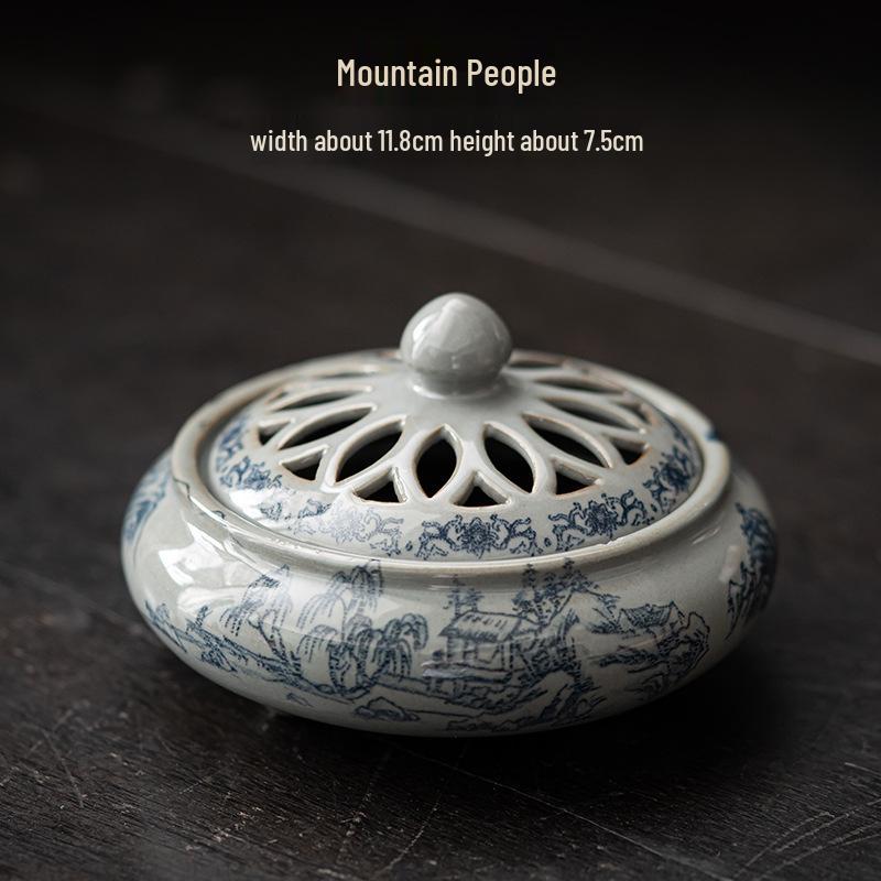 Blue & White Incense Burner: Aromatherapy Coil & Agarwood Fumigation, Indoor Sandalwood Burner, Creative Home Ornament.