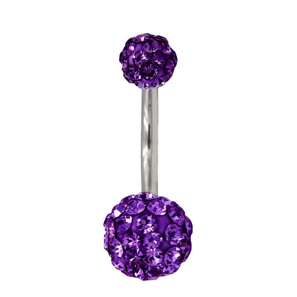 Zircon Crystal Ball Belly Button Rings Stainless Steel Shiny Body Jewelry  Accessories