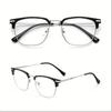 1pc Black Silvery Metal Frame Glasses Detachable Lenses Stylish Eyewear for Men Women