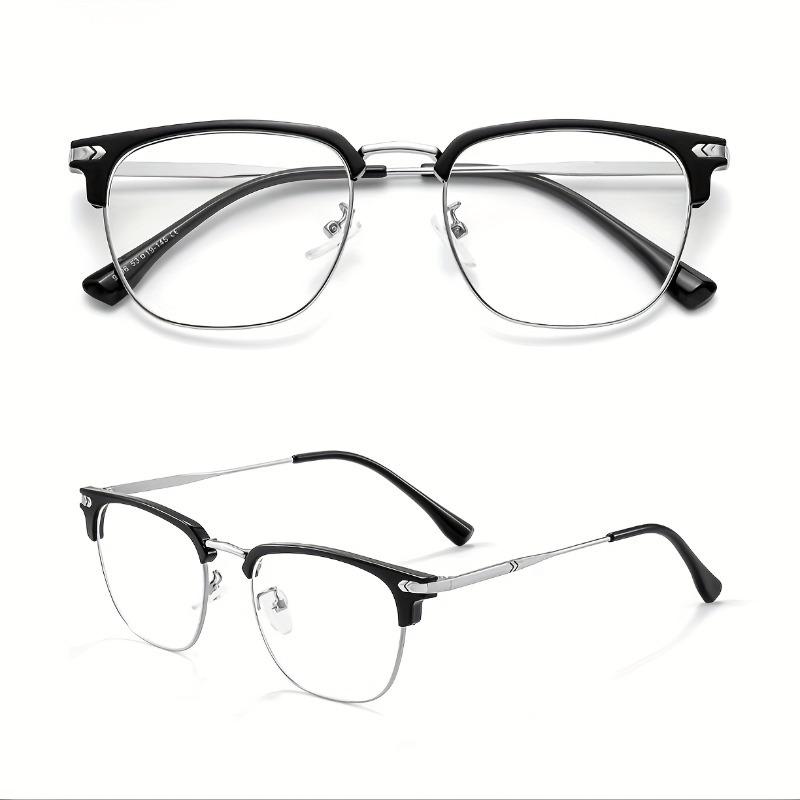 1pc Black Silvery Metal Frame Glasses Detachable Lenses Stylish Eyewear for Men Women