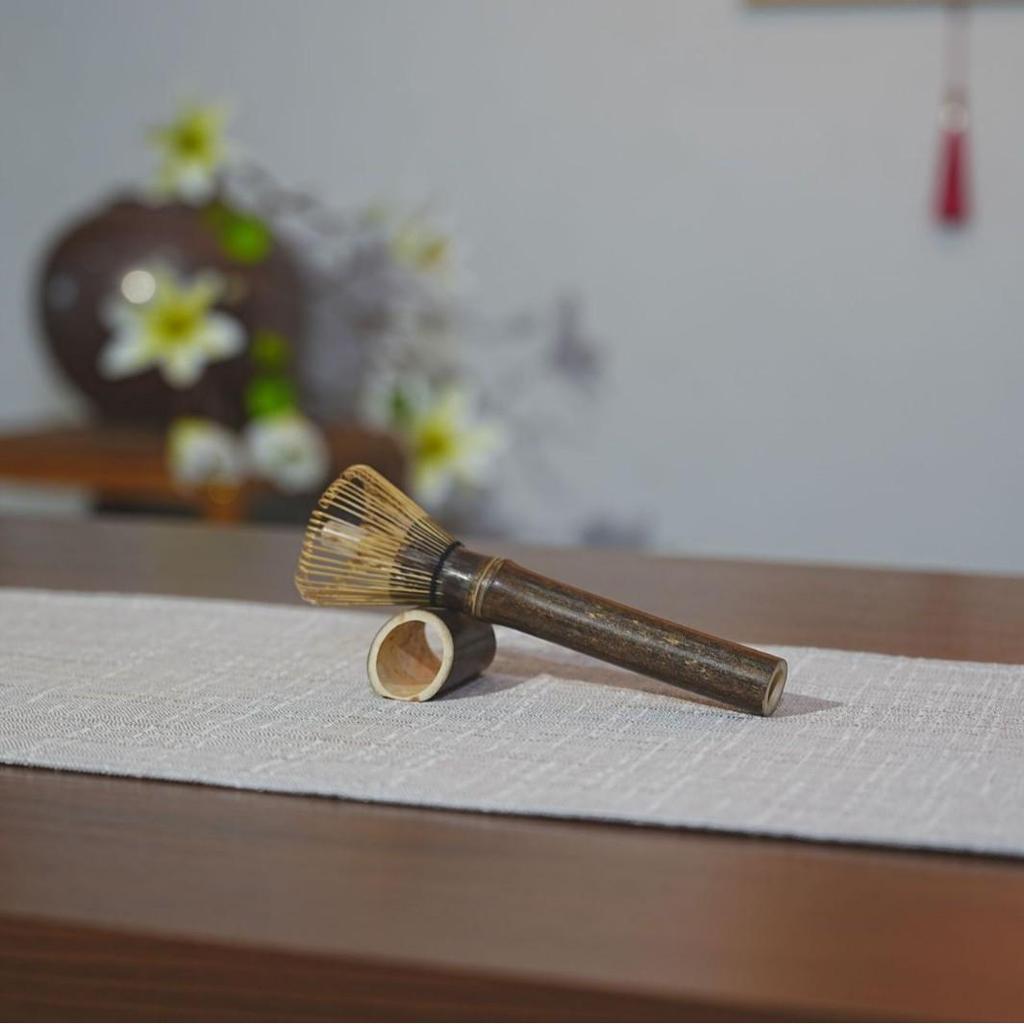 Sample Song Dynasty Matcha Ceremony Tool Set: Hundred-Pronged Bamboo Whisk, Chasen Stand, Tea Scoop, Stirring Brush