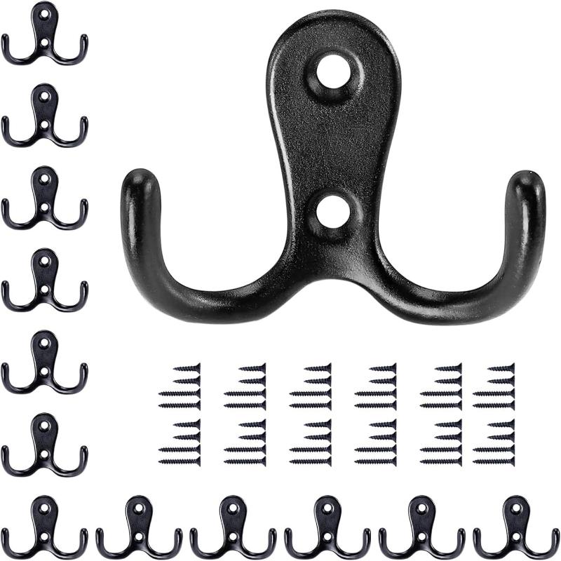 10/5Pcs Coat Hooks Wall-Mounted 2 Hole Towel Hanger For Coats Hat Clothing Home Storage Hook Wall Hook Towel Hanger For Hardware