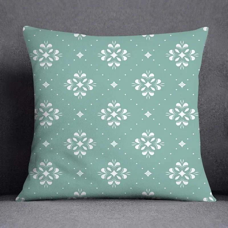 Office Living Room Home Pillowcase Geometric Dark Green Leaf Pillowcase Car Ornaments