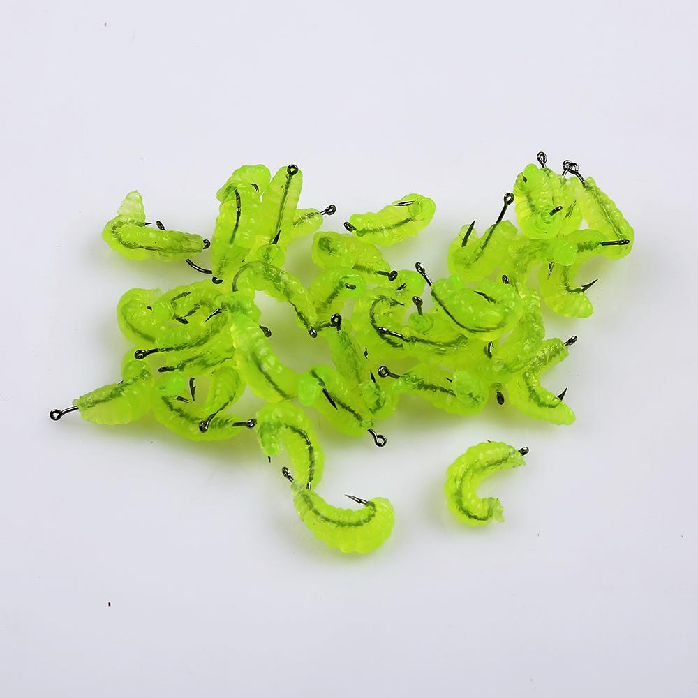 Žlutá bionická moučná červ měkká nástraha s háčkem pro rybaření