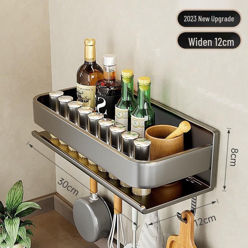 Punch-Free Wall-Mounted Kitchen Storage Shelf with Knife Holder