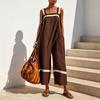 Summer Dress for Women, Color Block Sleeveless Cotton Linen Dress, Loose Vacation Long Dress with Pockets