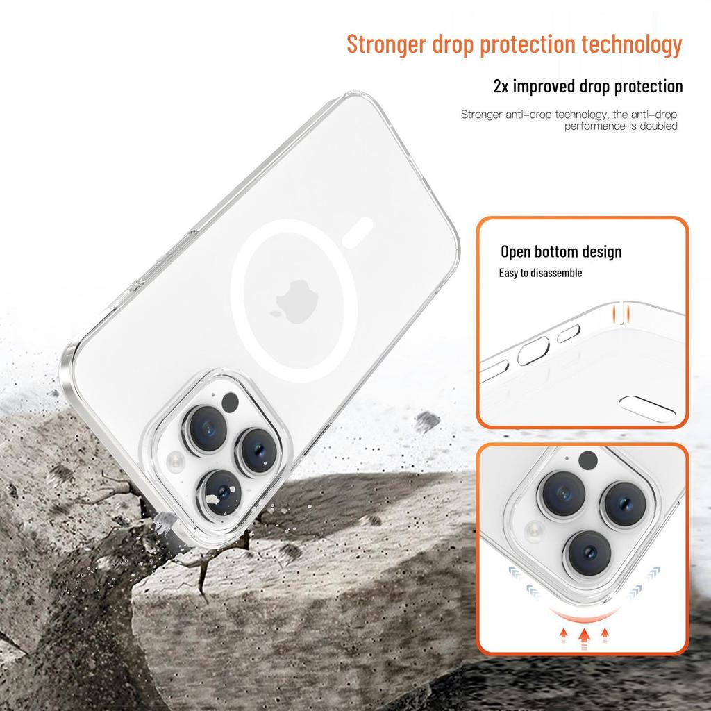 Compatible with Apple iPhone 16 Pro Max: Transparent Magnetic Frosted Protective Case