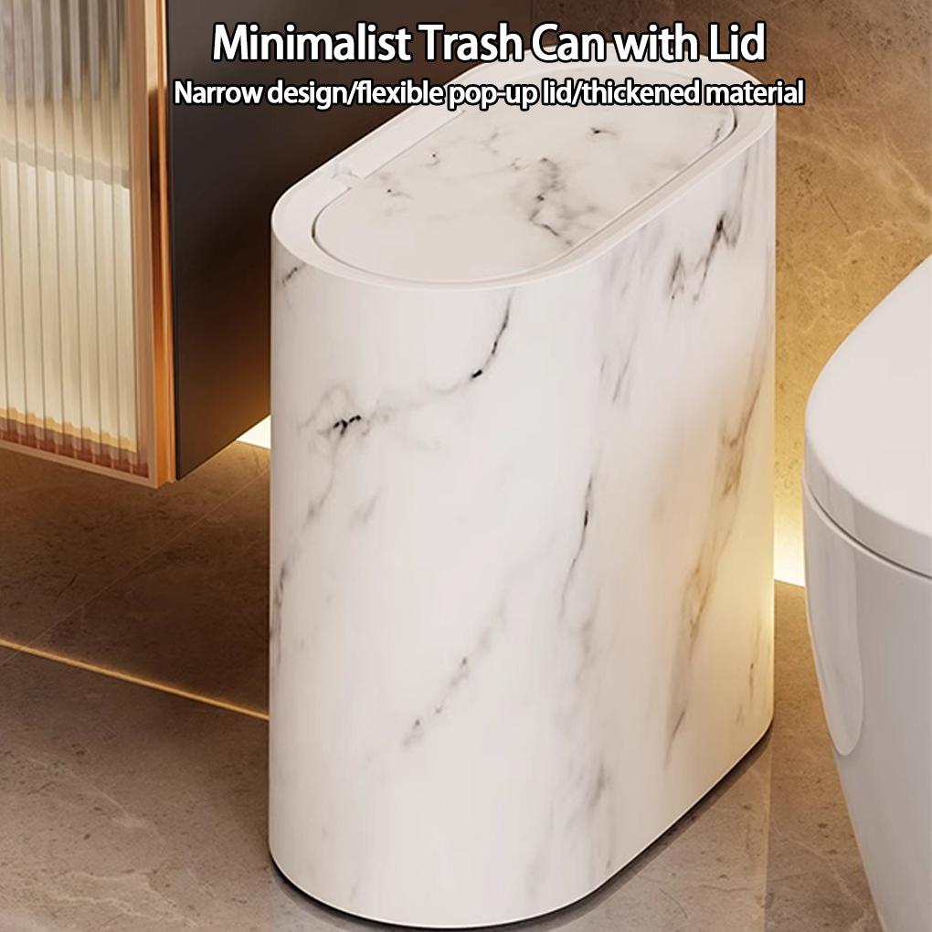 Nordic Marble Texture Trash Can Press type Wastebasket Narrow Toilet Trash Bin Wastebasket Bathroom Accessories Odor proof