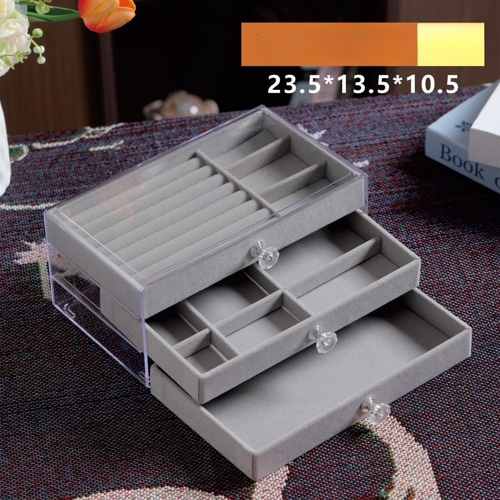 Dreischichtige Schmuckaufbewahrungsbox, Schubladentyp, großes Fassungsvermögen, Anlaufschutz für Ohrringe, Ringe, Halsketten, Armbänder, Schmuckkästchen.