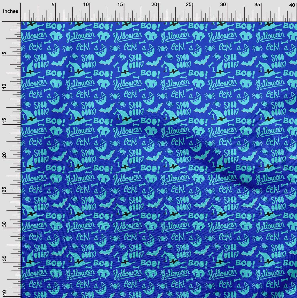 oneOone Cotton Flex Blue Fabric Halloween Craft Projects Decor Fabric Printed By The Yard 40 Inch