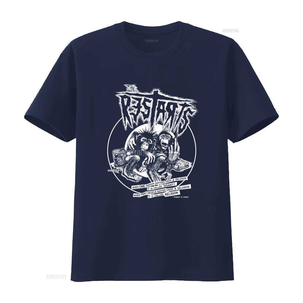 THE RESTARTS T Shirt Band Hardcore Anarcho Punk Rock Print with Monkey Design and Thought Provoking Quote Vintage Washed