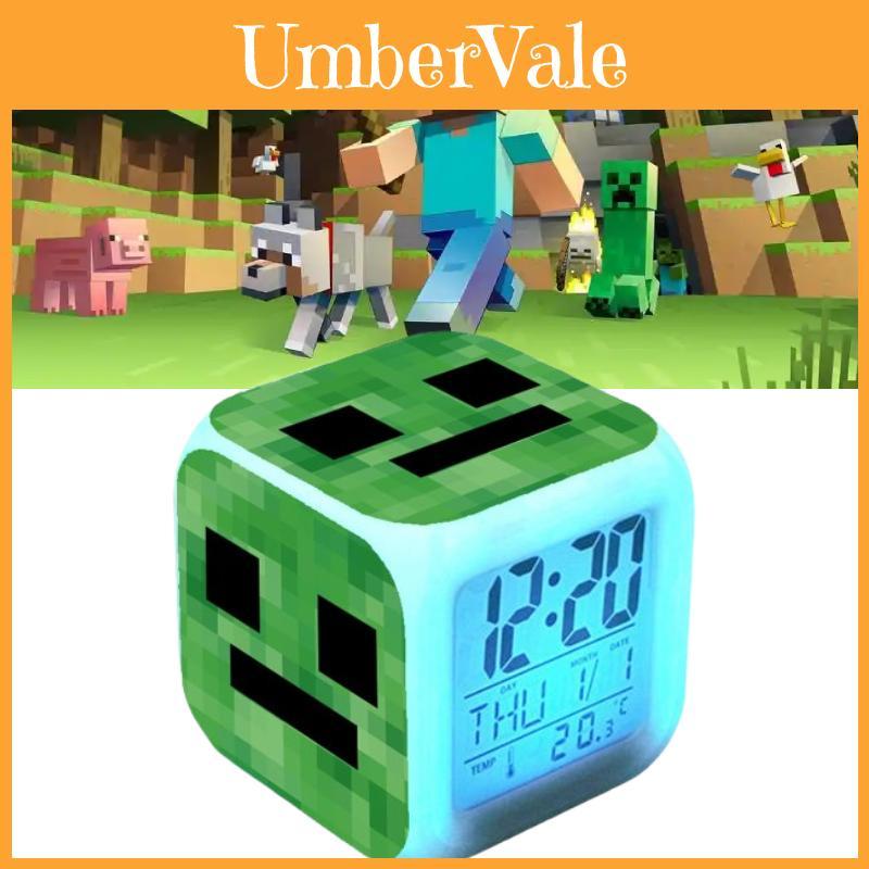Minecraft Cartoon Led Alarm Clock With Night Light And Digital Display For Students