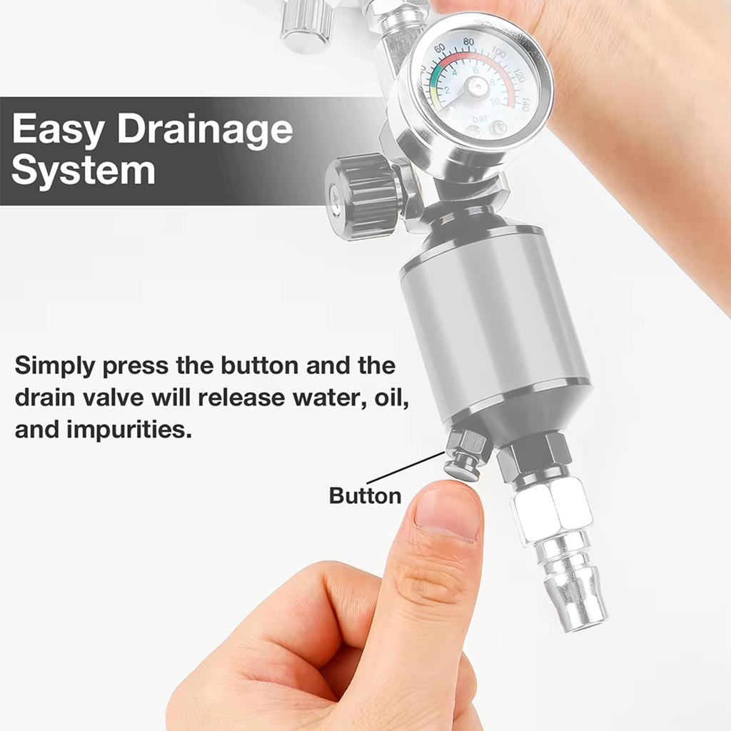 Air Regulator Air Filter Spray Gun Air Regulator Gauge Air Spray In-Line Water Trap Filter Paint Spray Gun Regulator