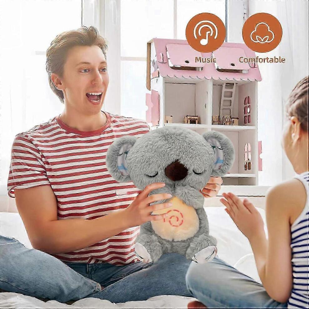 Relief Koala Breathing Stuffed Animal Baby Sound Machine Soother Koala Bear Anxiety Relief Koala Breathing with Sensory Music Lights(Grey)