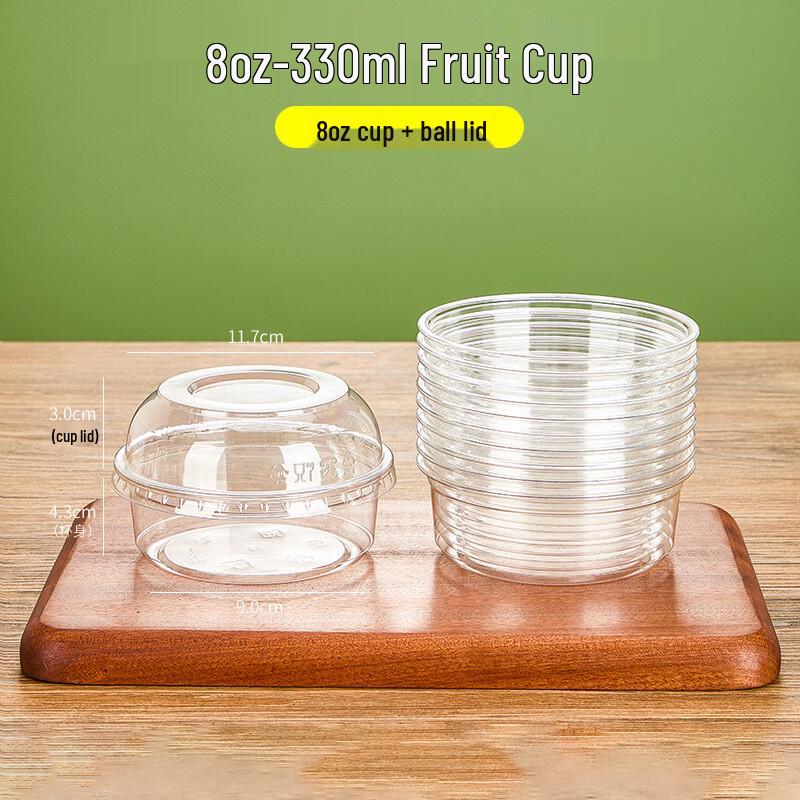 8oz Disposable Transparent Plastic Fruit Cups with Dome Lids