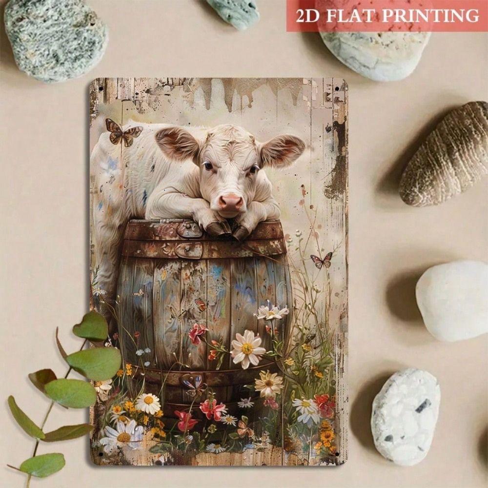 Vintage Cow Metal Poster Wall Art Farmhouse Decor for Living Room