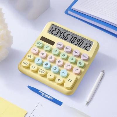 Solar Powered 12 Digits Calculator Dual Power Supply Mechanical Keyboard Candy Color Calculator Widscreen Dopamine Calculator