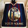 1PC Bologna Fc Custom Name Patterned Flannel Blanket Suitable For All Seasons For Home Decor Warmth And Comfort Gifts Holiday Present